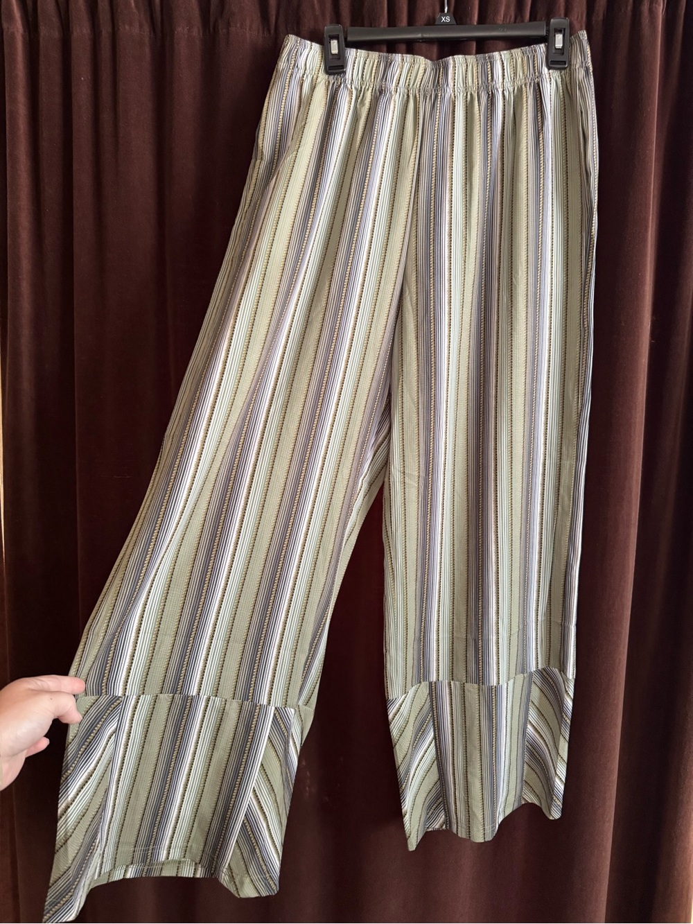 Striped Wide-Leg Women’s Pants - Green